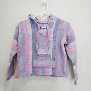 Pink Baja Striped Hoodie Pullover Size 8